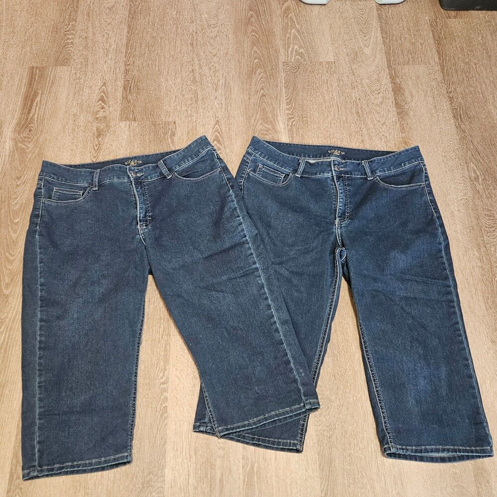 Riders By Lee Demin Capris Dark Wash Mid Rise Jean Summer Set of 2 Women 16